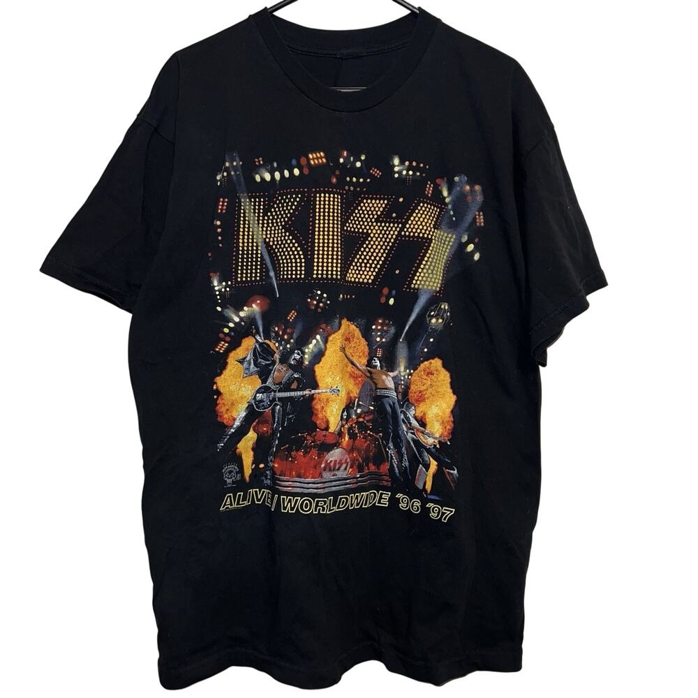 Vintage 1997 Kiss Alive World Wide 1996-97 Tour Double Sided Rock Band Shirt XL